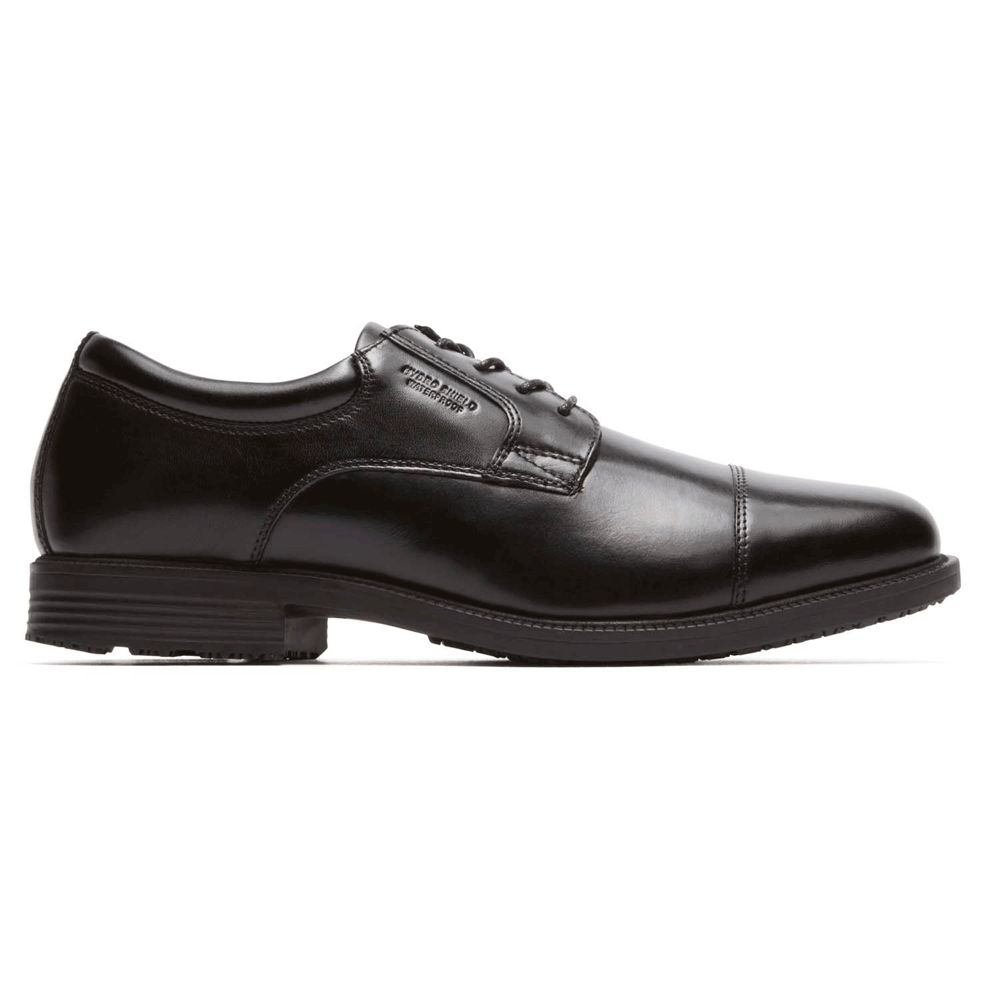 Sapatos Oxford Homem Rockport Essential Details Waterproof Cap Toe Pretas,Portugal QUTWE-1209